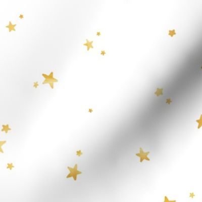 Faux Metallic Gold - Dreamy Gold Stars on White