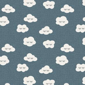 sleepy clouds linen look blue sleepy eyes sky kids dark denim blue