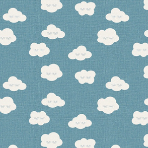 sleepy clouds bright denim blue kids prints fun