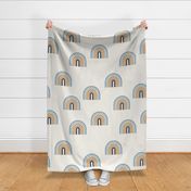 Retro Rainbows jumbo // scattered rainbows in blue and mustard yellow color