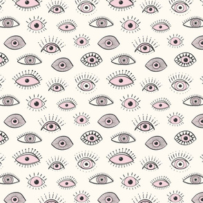 eyes - light pink on cream (medium scale)