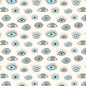 eyes - light blue on cream (medium scale)