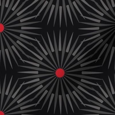 ★ DARK SUNSHINE ★ Gray, Red, Black - Large Scale / Collection : Abstract Geometric Prints