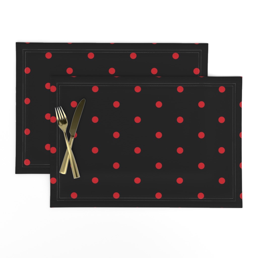 ★ POLKA DOTS ★ Red, Black - Large Scale / Collection : Dark Sunshine - Abstract Geometric Prints