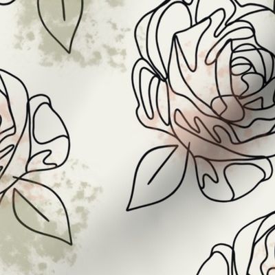 Abstract minimalist roses on cream