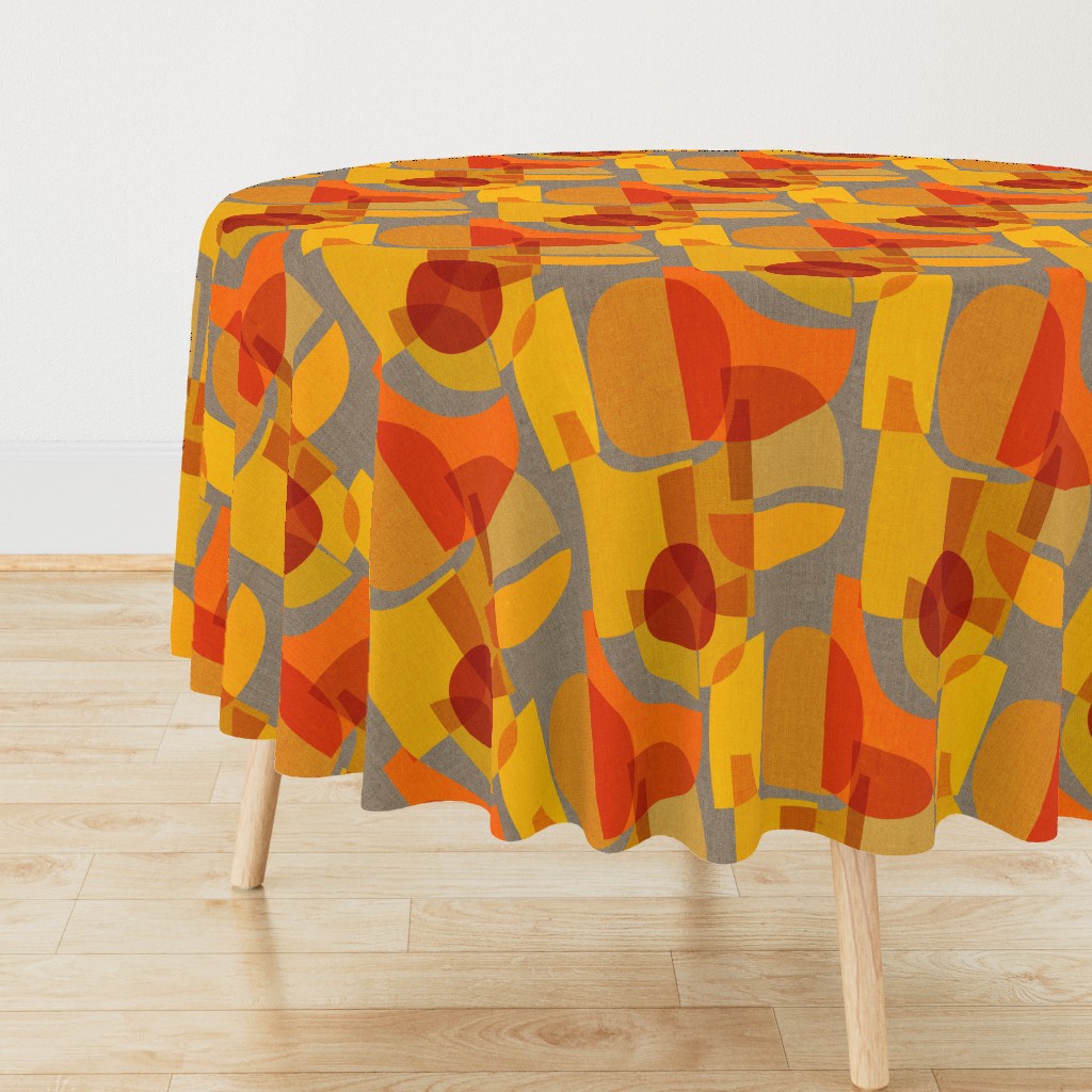 Mid Century Kaleidoscope {Orange Grey}