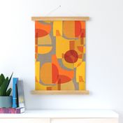 Mid Century Kaleidoscope {Orange Grey}