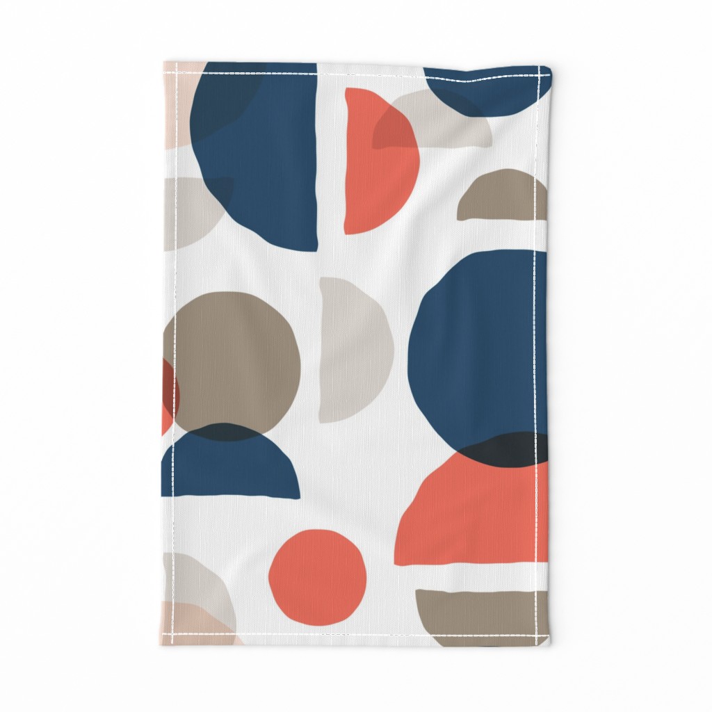 Abstract Minimalist Moons Coral Navy