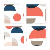 Abstract Minimalist Moons Coral Navy