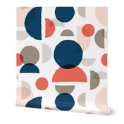 Abstract Minimalist Moons Coral Navy