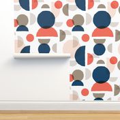 Abstract Minimalist Moons Coral Navy