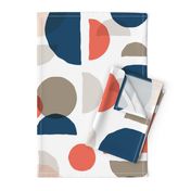 Abstract Minimalist Moons Coral Navy