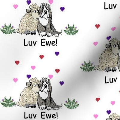 Bearded Collie with Sheep Luv Ewe