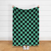 4"x4" squares, checks black and green. Large checkered.