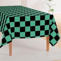 4"x4" squares, checks black and green. Large checkered.