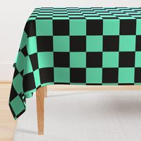 4"x4" squares, checks black and green. Large checkered.