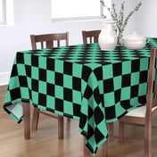 4"x4" squares, checks black and green. Large checkered.