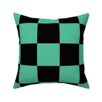 4"x4" squares, checks black and green. Large checkered.