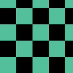 4"x4" squares, checks black and green. Large checkered.