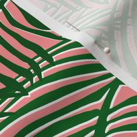 Tropical Palm Leaves Green Pink