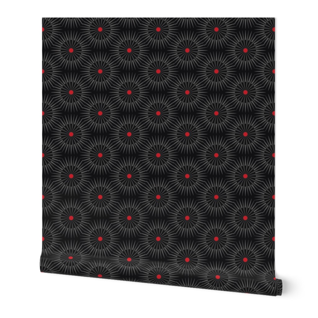★ DARK SUNSHINE ★ Gray, Red, Black - Small Scale / Collection : Abstract Geometric Prints