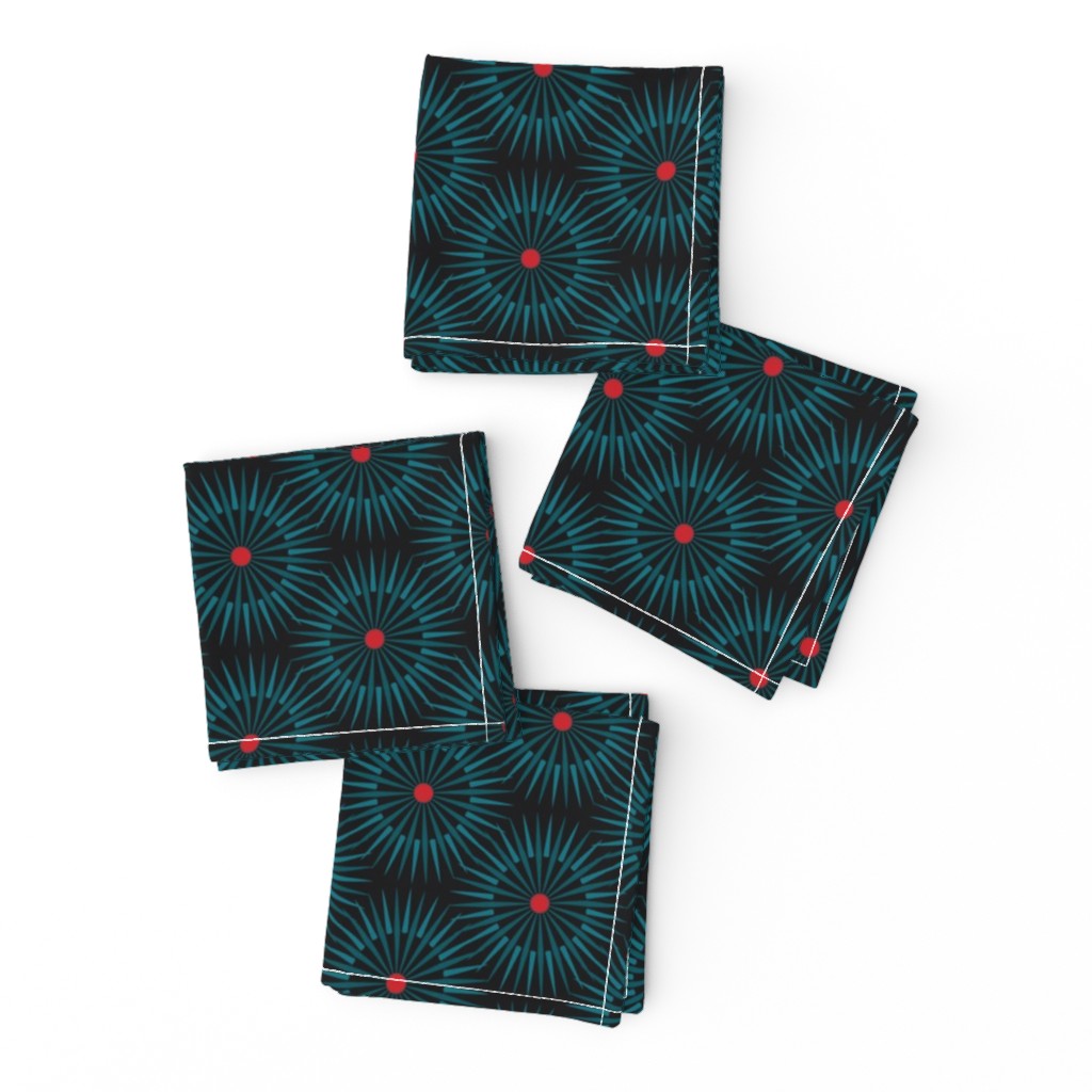 ★ DARK SUNSHINE ★ Teal, Red, Black - Small Scale / Collection : Abstract Geometric Prints
