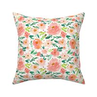 Summer's Blush Coral Watercolor Florals -  Gold Pink Dots - SMALL