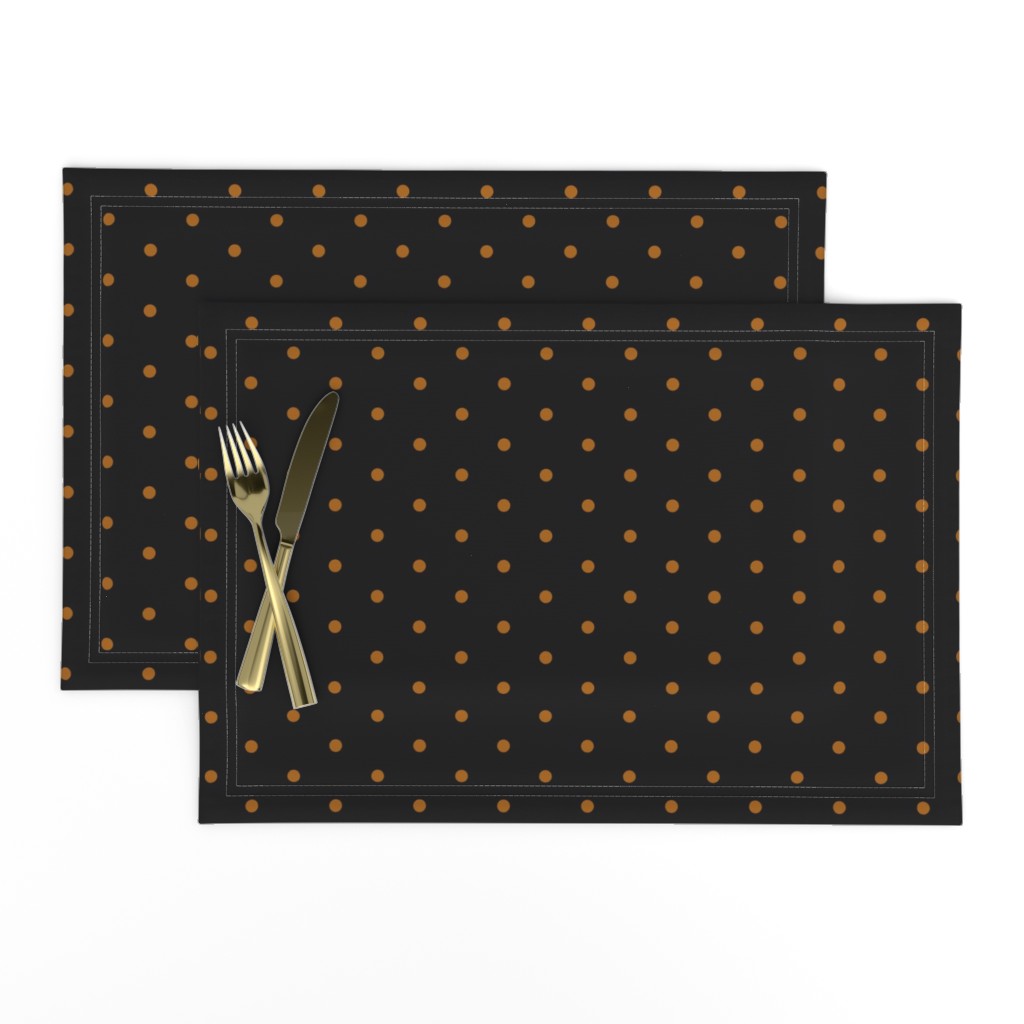 ★ POLKA DOTS ★ Ochre, Black - Small Scale / Collection : Dark Sunshine - Abstract Geometric Prints