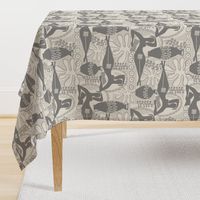 Did Matisse read in the winter? Medium gray and cream toile