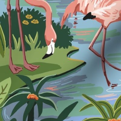 Flamingo Lagoon Paint by Number