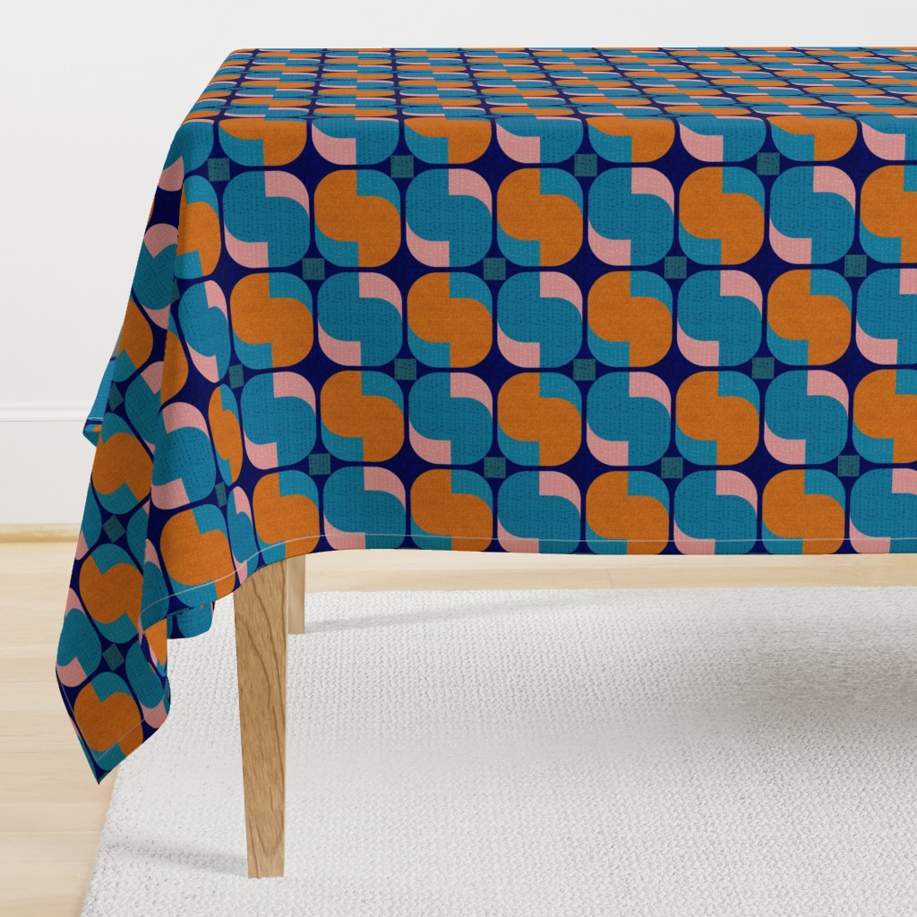 Bold minimalist seventies-orange and teal