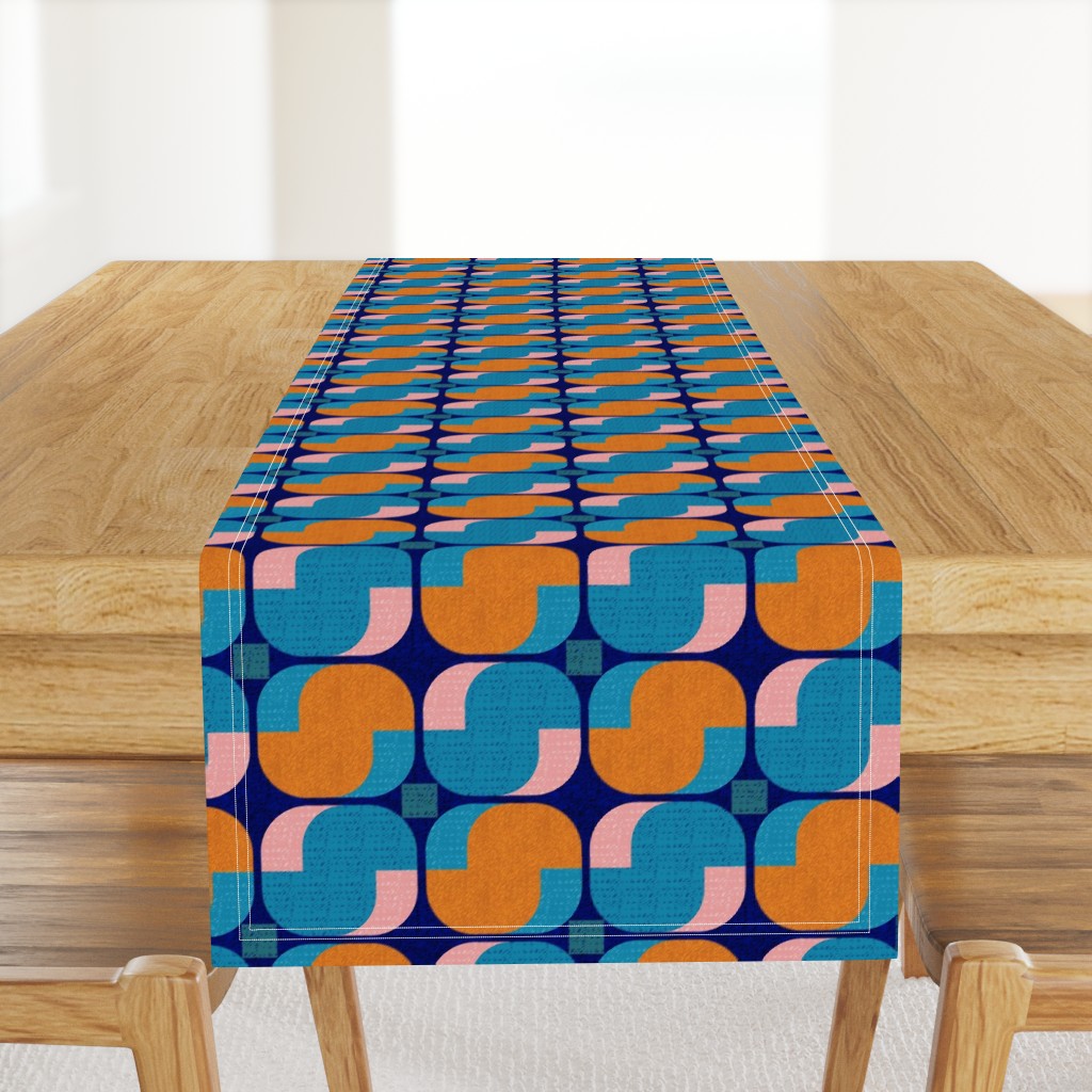 Bold minimalist seventies-orange and teal