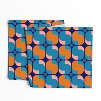 Bold minimalist seventies-orange and teal