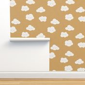 sleepy clouds summer kids prints clouds mustard yellow gold linen look