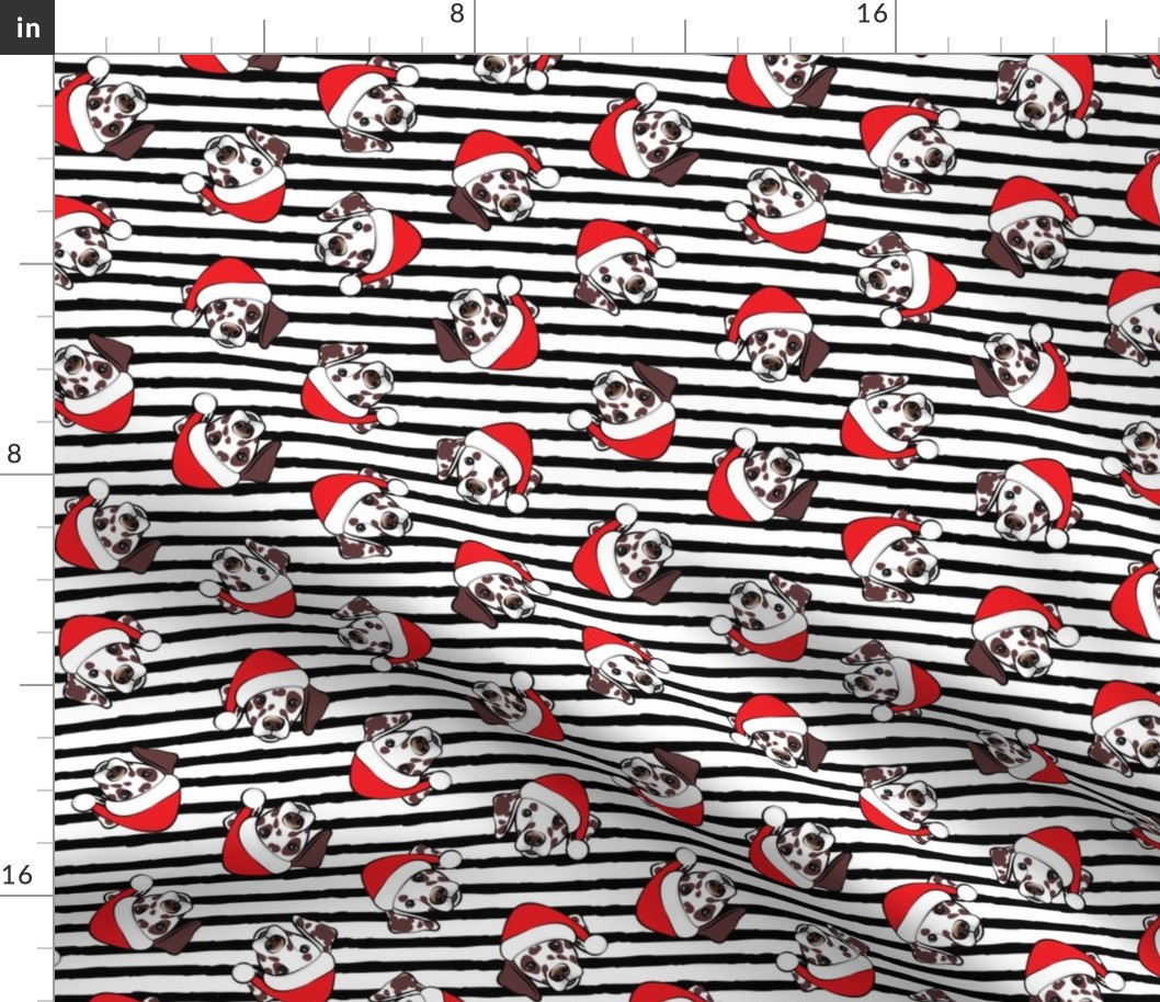 Dalmatians with Santa hats - Christmas dogs - black stripes (brown spots) - LAD19