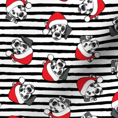 Dalmatians with Santa hats - Christmas dogs - black stripes (black spots) - LAD19