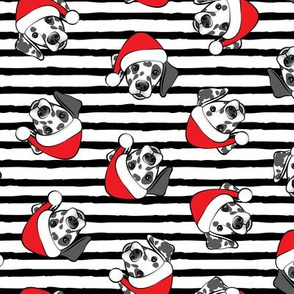 Dalmatians with Santa hats - Christmas dogs - black stripes (black spots) - LAD19