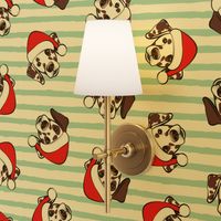 Dalmatians with Santa hats - Christmas dogs - aqua stripes (brown spots) - LAD19