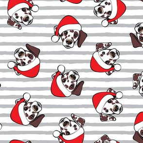 Dalmatians with Santa hats - Christmas dogs - grey stripes (brown spots) - LAD19
