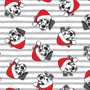 Dalmatians with Santa hats - Christmas dogs - grey stripes (black spots) - LAD19