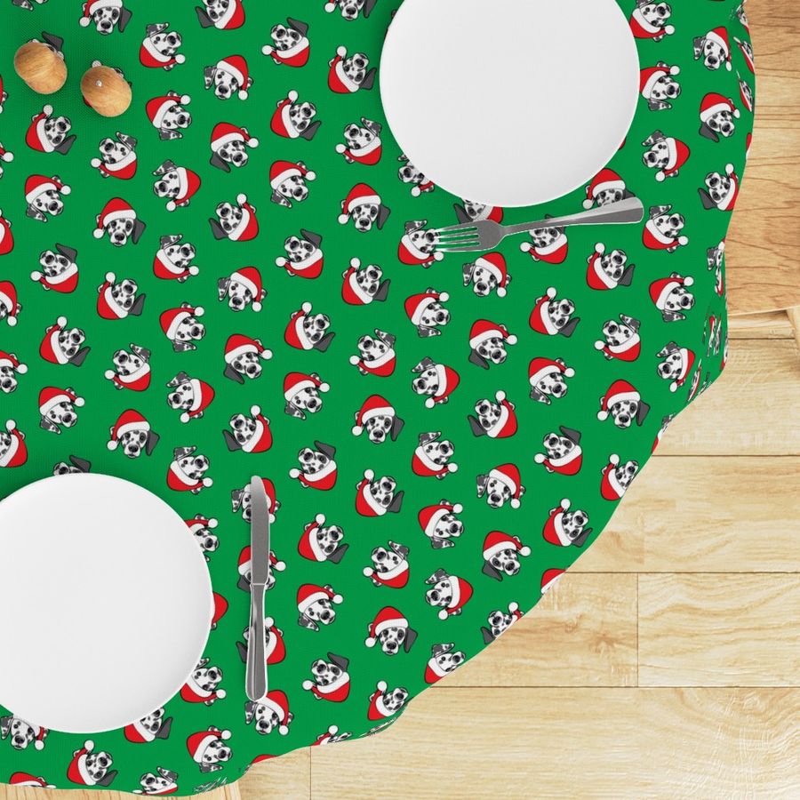 Dalmatians with Santa hats - Christmas dogs - green (black spots) - LAD19