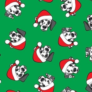 Dalmatians with Santa hats - Christmas dogs - green (black spots) - LAD19