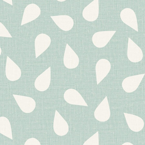 jumbo // rain drops green raindrops natural linen look green