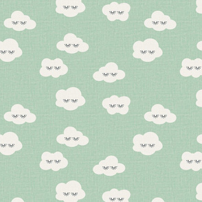 light green sleepy eyes linen look sleepy clouds fabric