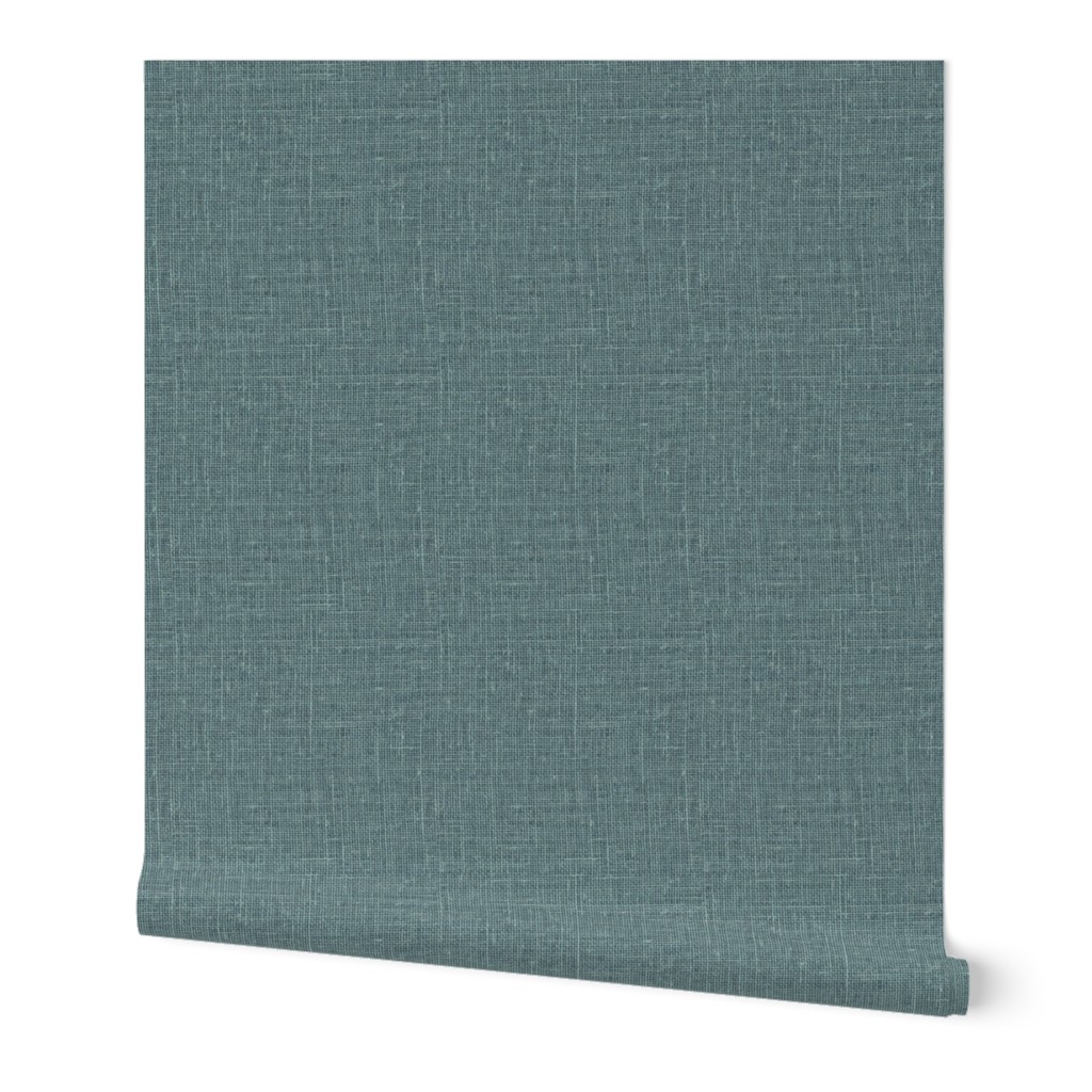 Linen look texture printed blue green color