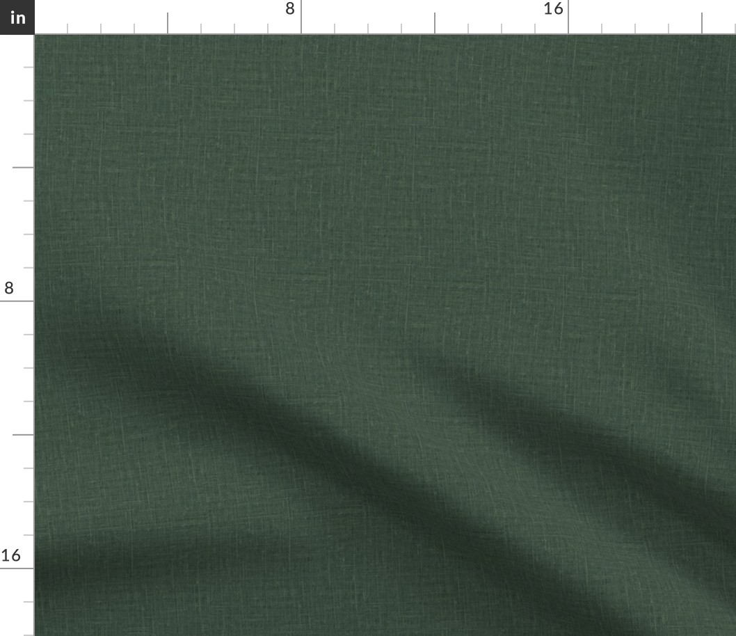 Linen look texture printed dark moss green color