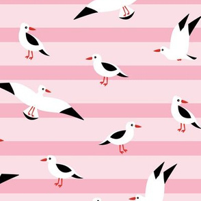 Little Seagull marine sky breton stripes kids ocean print pink