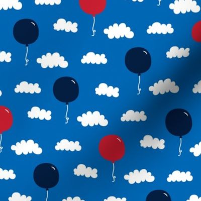 balloons sm red white navy on royal blue || independence day USA american fourth of july 4th