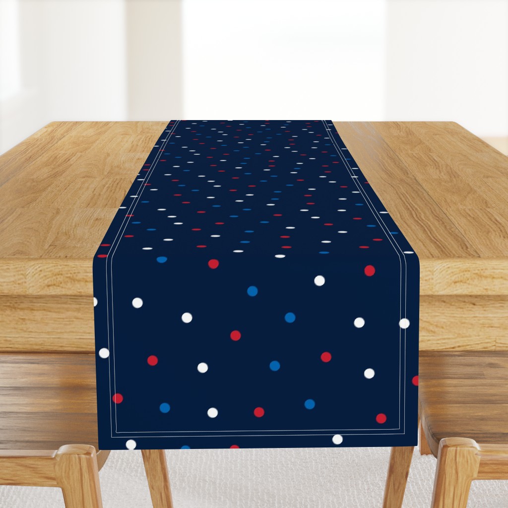 mixed polka dots lg red white and royal on navy blue || independence day USA american fourth of july 4th