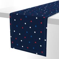 mixed polka dots lg red white and royal on navy blue || independence day USA american fourth of july 4th